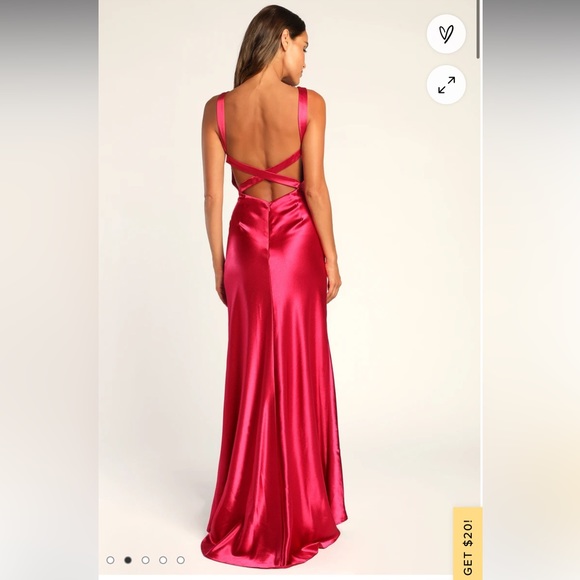 Lulu's Magenta Satin Maxi Dress - Picture 2 of 8